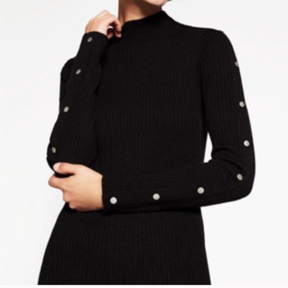 LAST NWT ZARA LONG DRESS WITH SNAP BUTTON SLEEVES WARM - Picture 2 of 12